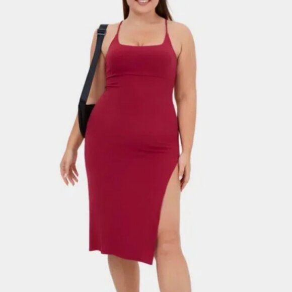 4X Everyday Split Strap Backless Bodycon Midi Chill Dress-Sensational NWT - Picture 3 of 8
